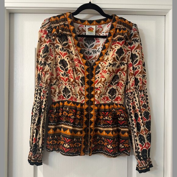 FARM Rio Long-Sleeve V-Neck Printed Blouse - Picture 3 of 9